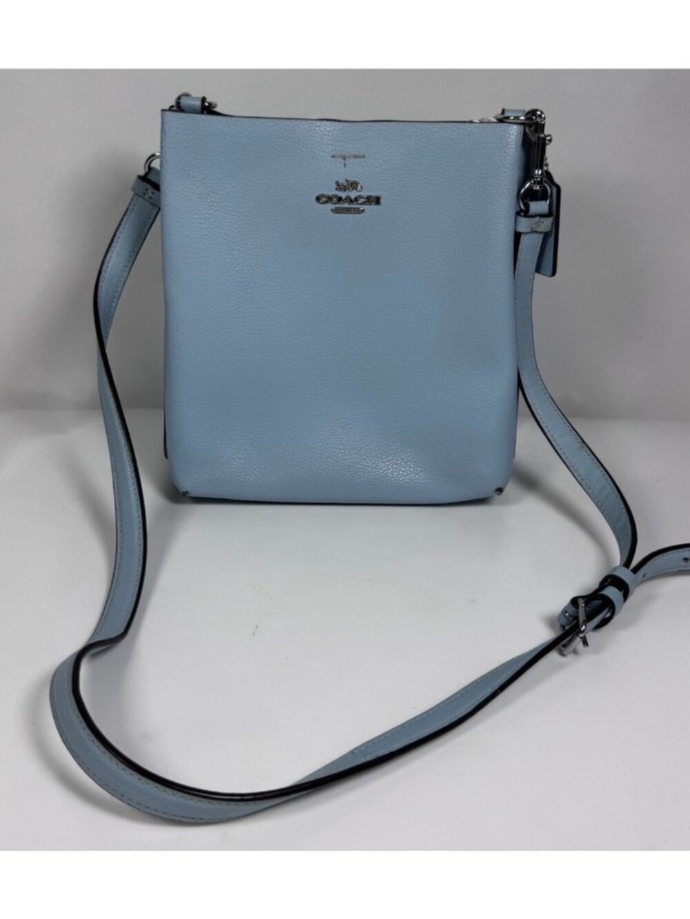 COACH CA177 Mollie Bucket Bag 22 Light Blue Leather Crossbody Shoulder Purse